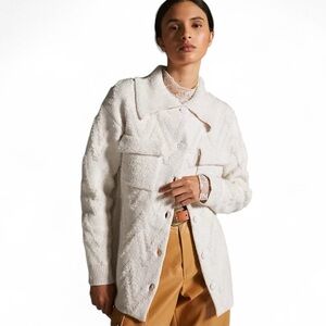 Anthropologie Textured Sweater Jacket Women's Size Small Color Oatmeal Cream